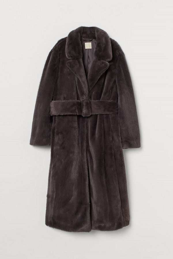 H&M Kappa i fuskpäls grå