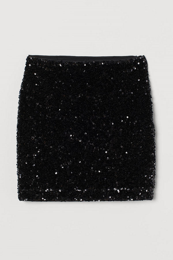 H&M Paljettkjol svart