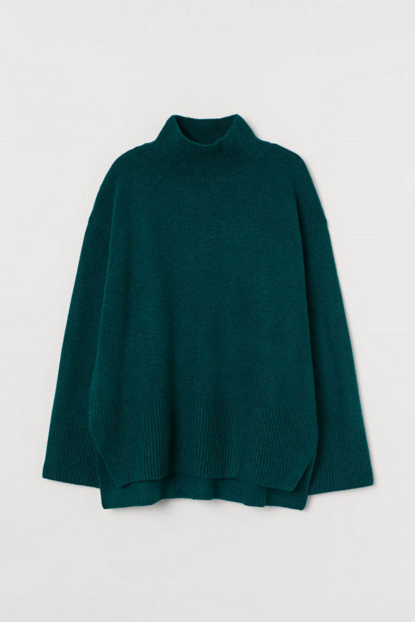 H&M Stickad polotröja grön