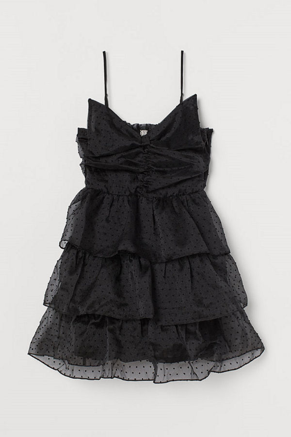 H&M Volangklänning med rosett svart