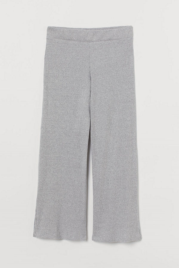 H&M ljusgrå byxor Ribbad byxa grå