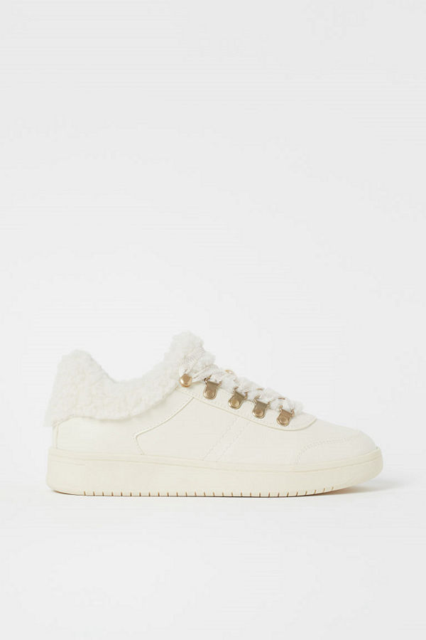 H&M Pilefodrade sneakers vit
