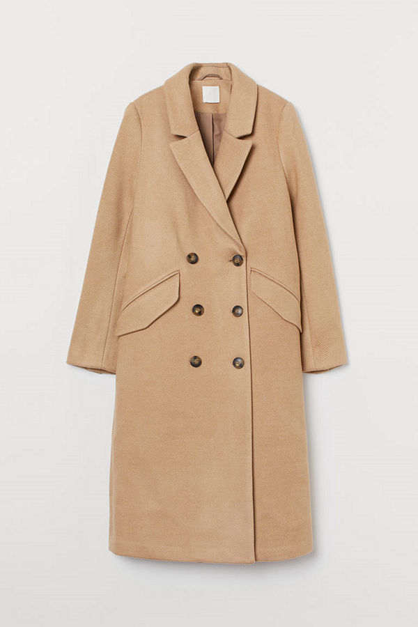 H&M Dubbelknäppt kappa beige