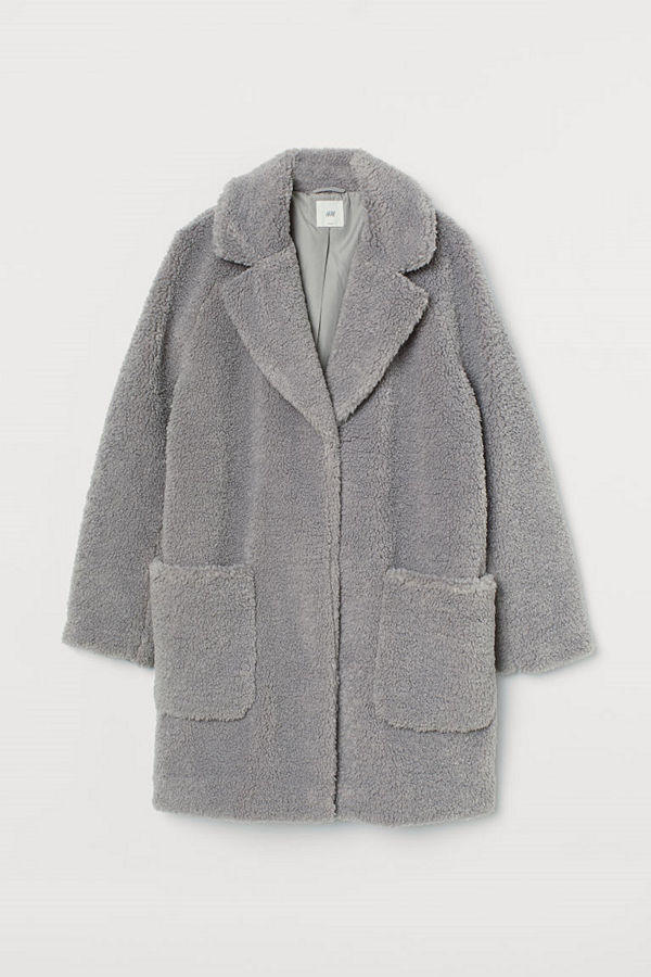 H&M Kort kappa i pile grå