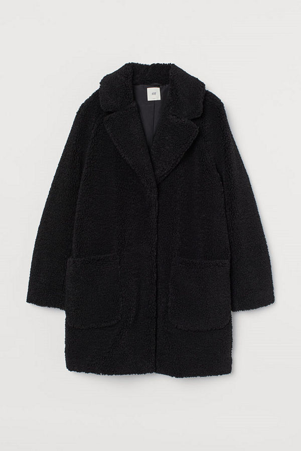 H&M Kort kappa i pile svart