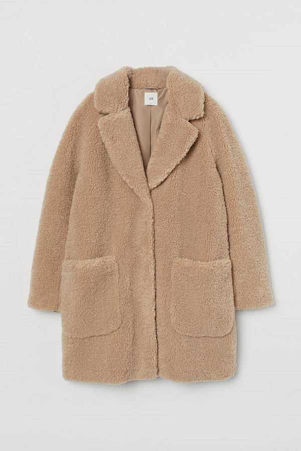 H&M Kort kappa i pile beige