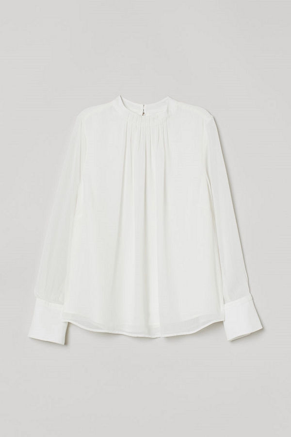 H&M Blus med veck vit