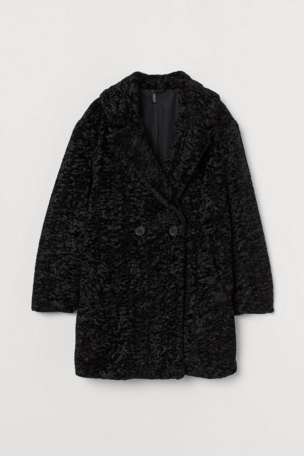 H&M Fuskpälskappa svart