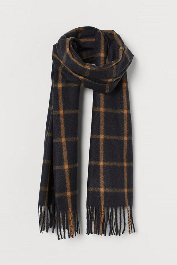 H&M Rutig scarf svart