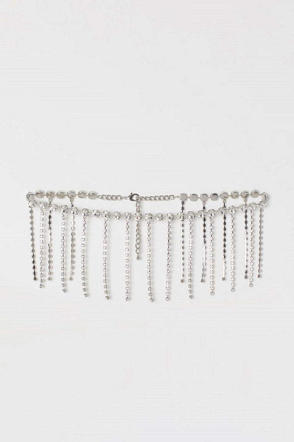 H&M Midjeskärp med strass silver