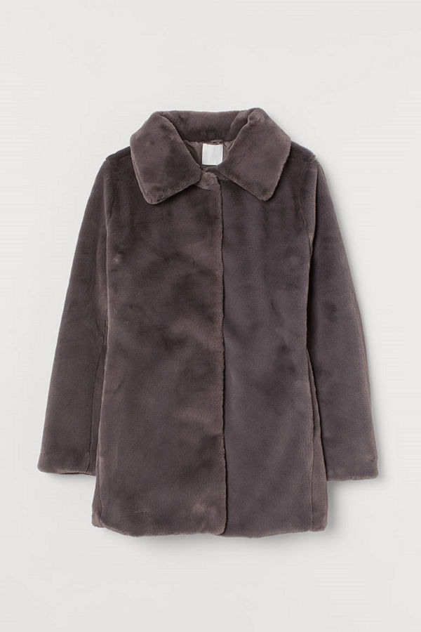 H&M Kappa i fuskpäls grå