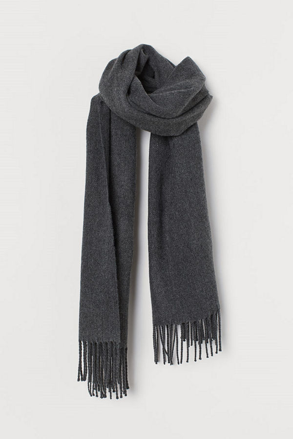 H&M Halsduk med fransar grå