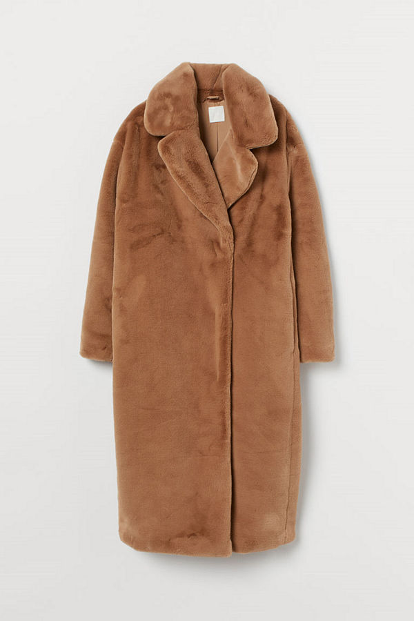 H&M Kappa i fuskpäls beige