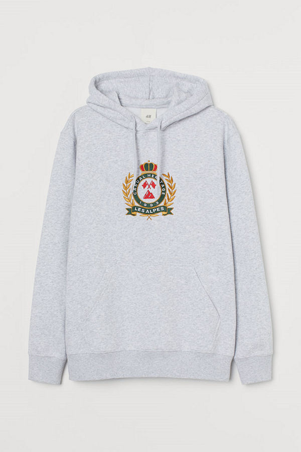 H&M Huvtröja med tryck grå