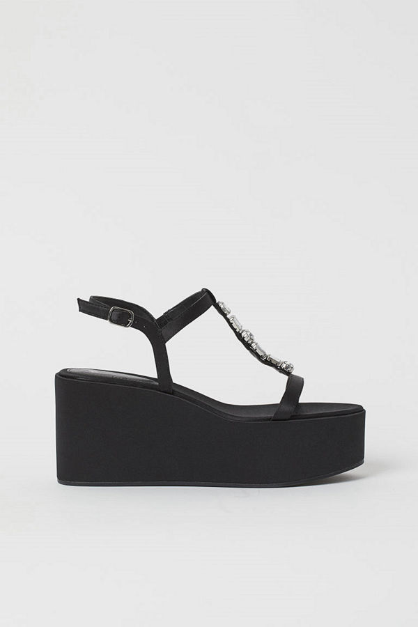 H&M Platåsandaletter med kilklack svart
