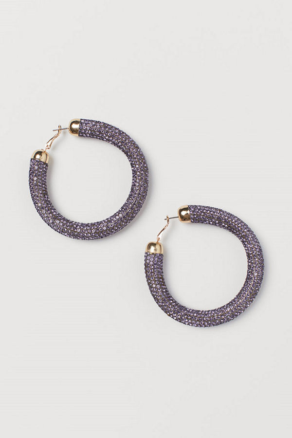 H&M Runda strassörhängen purple