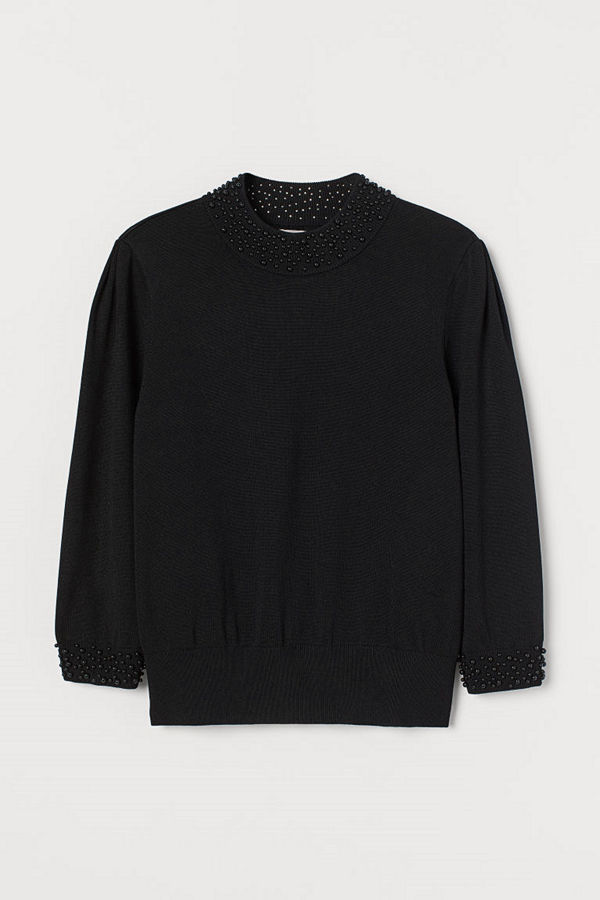 H&M Tröja med pärlor svart