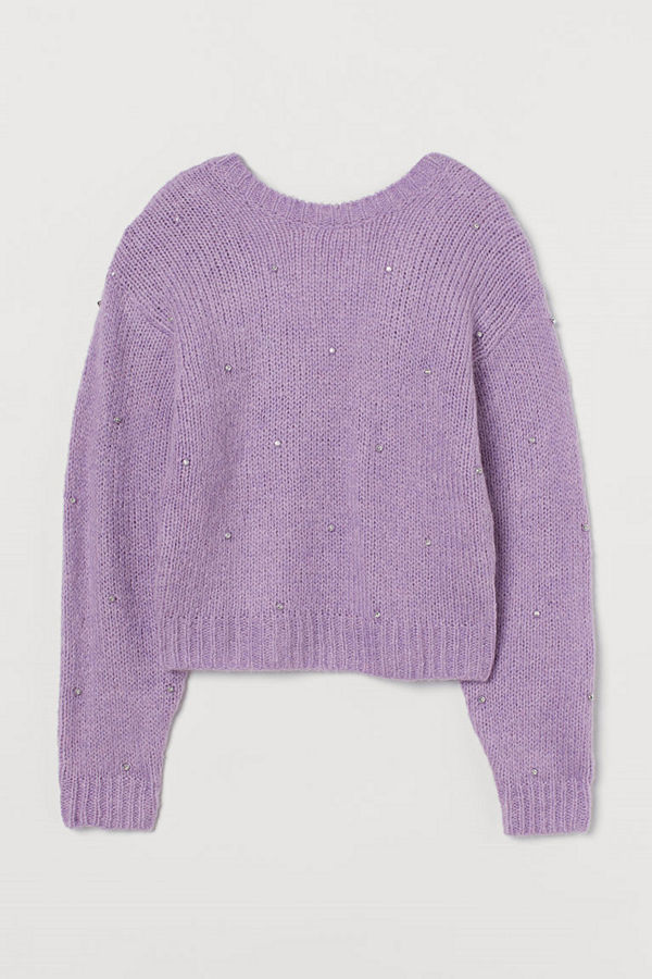 H&M Stickad tröja lila