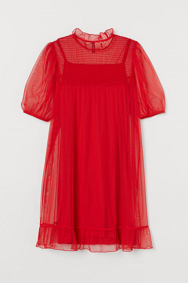 H&M H & M+ Meshklänning röd