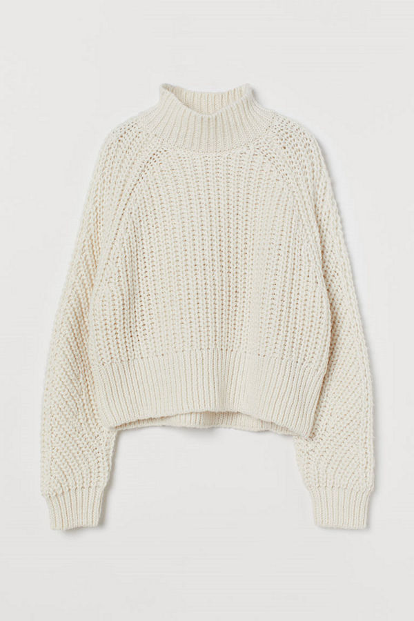 H&M Stickad tröja vit