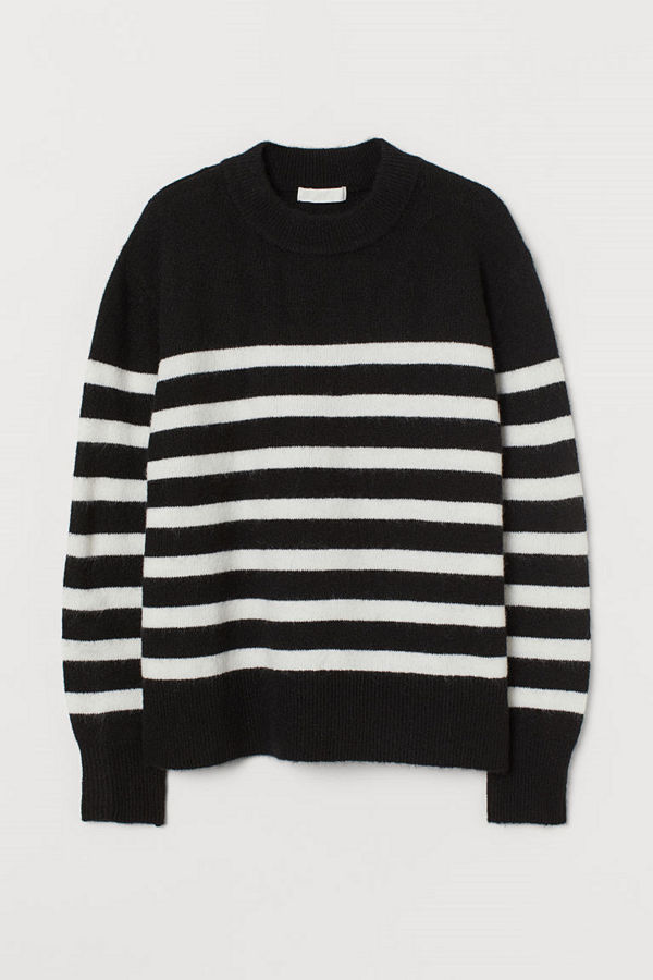 H&M Finstickad tröja svart