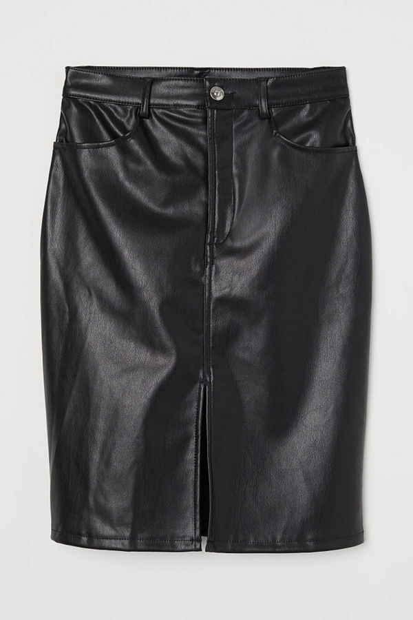 H&M Kjol i läderimitation svart