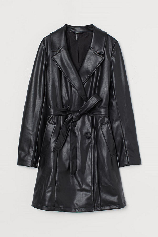 H&M Trenchcoat i fuskläder svart