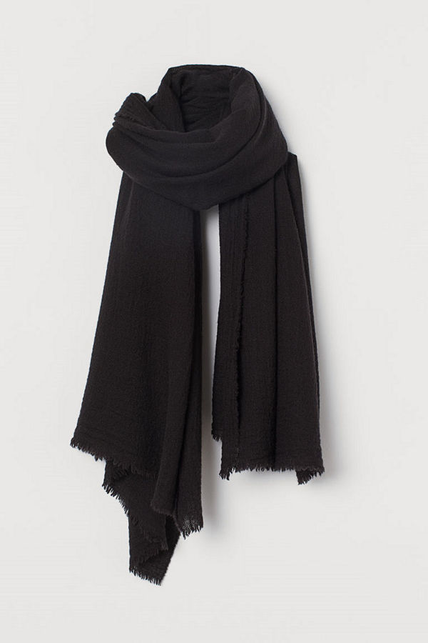 H&M Vävd scarf i ullmix svart