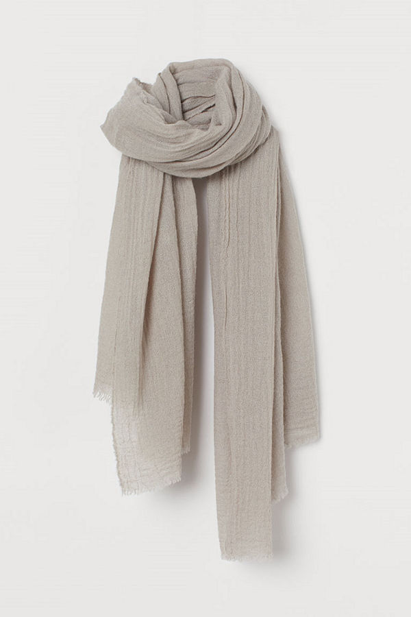H&M Vävd scarf i ullmix grå