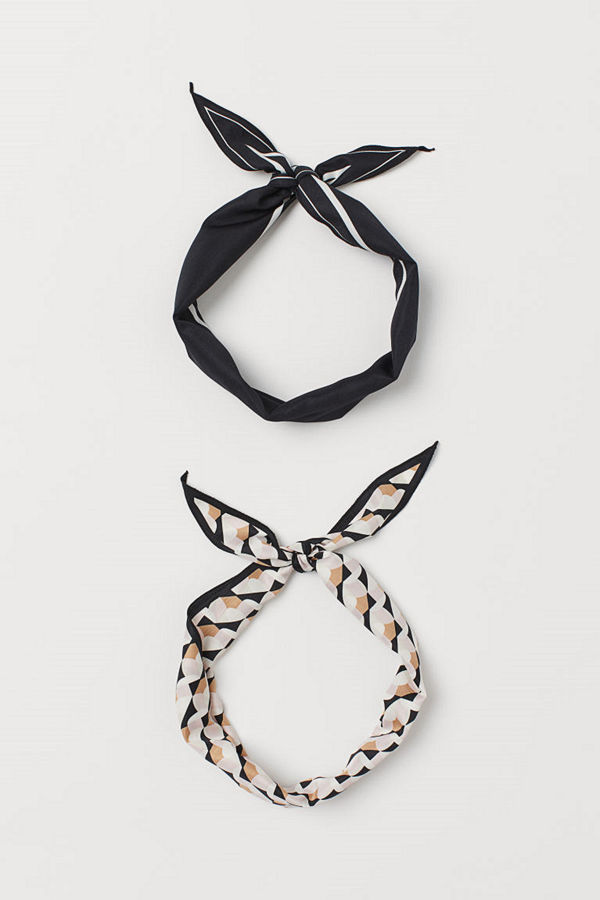 H&M 2-pack scarf/hårband rosa
