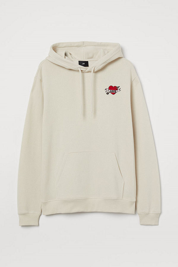 H&M Huvtröja med motiv beige