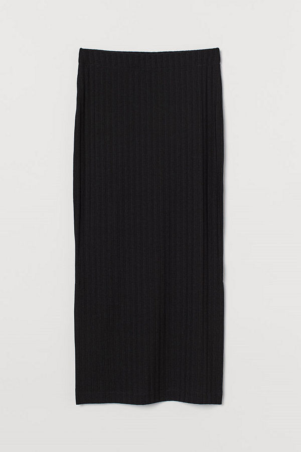 H&M Ribbad kjol svart