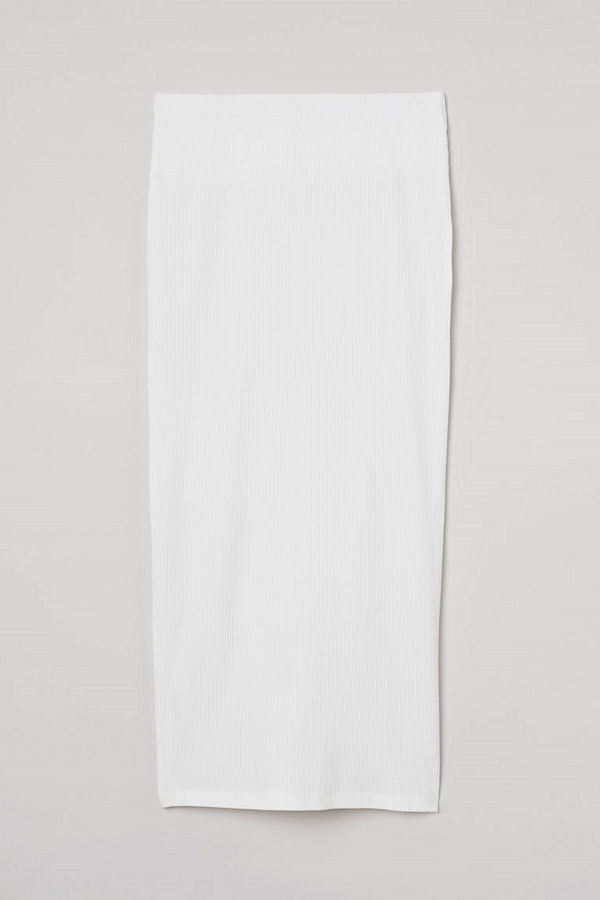 H&M Ribbad kjol vit