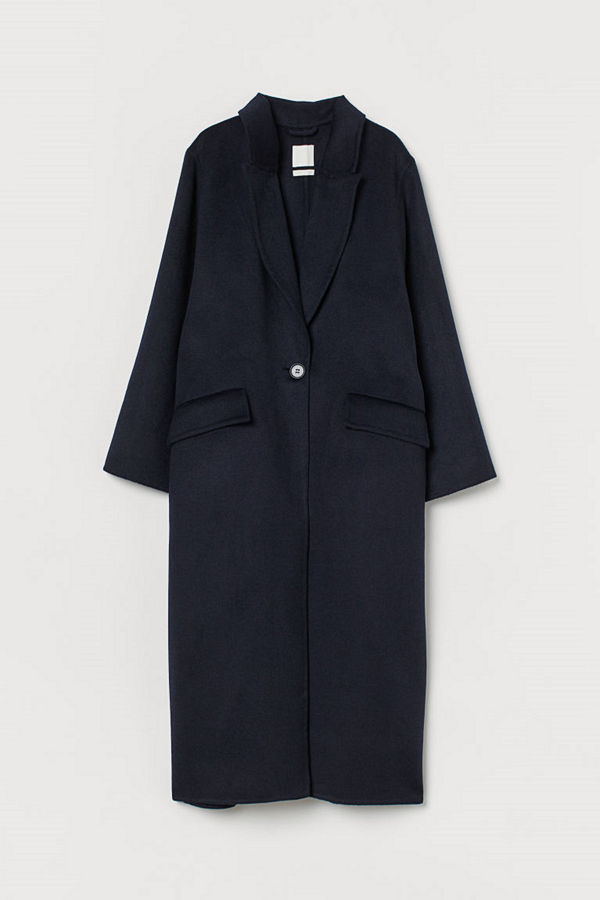 H&M Oversized kappa i ullmix blå