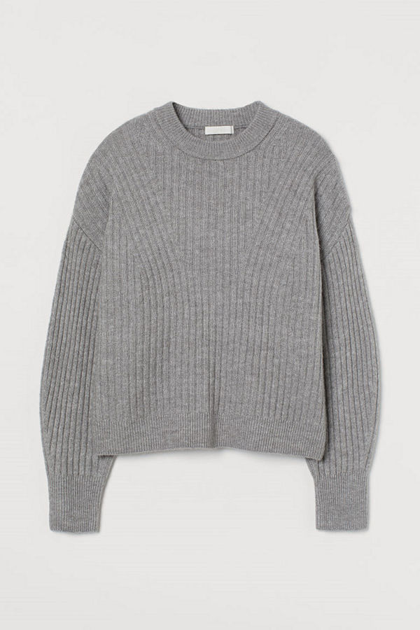 H&M Ribbstickad tröja grå