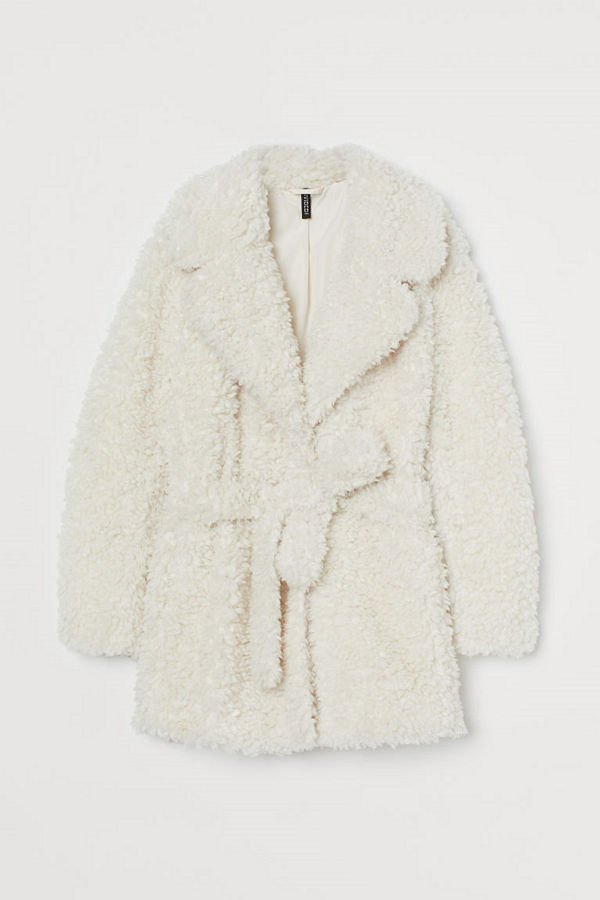 H&M Kappa i fuskpäls vit
