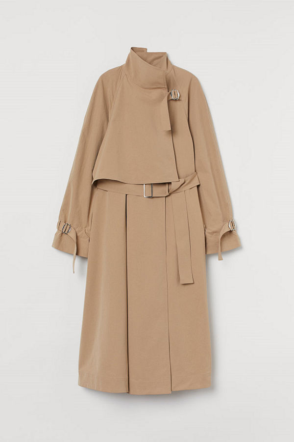 H&M Utställd trenchcoat beige