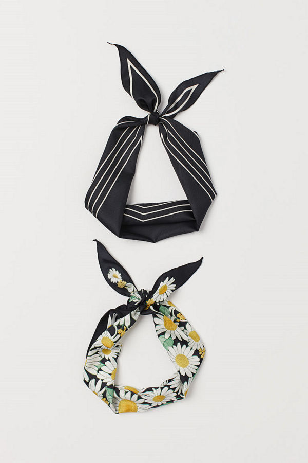 H&M 2-pack scarf/hårband svart