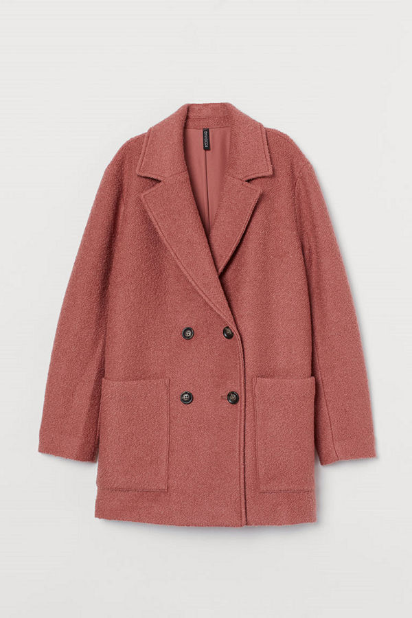 H&M Kort kappa i bouclé rosa