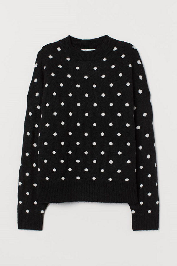 H&M Finstickad tröja svart