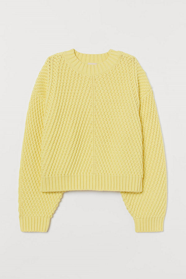 H&M Strukturstickad tröja gul