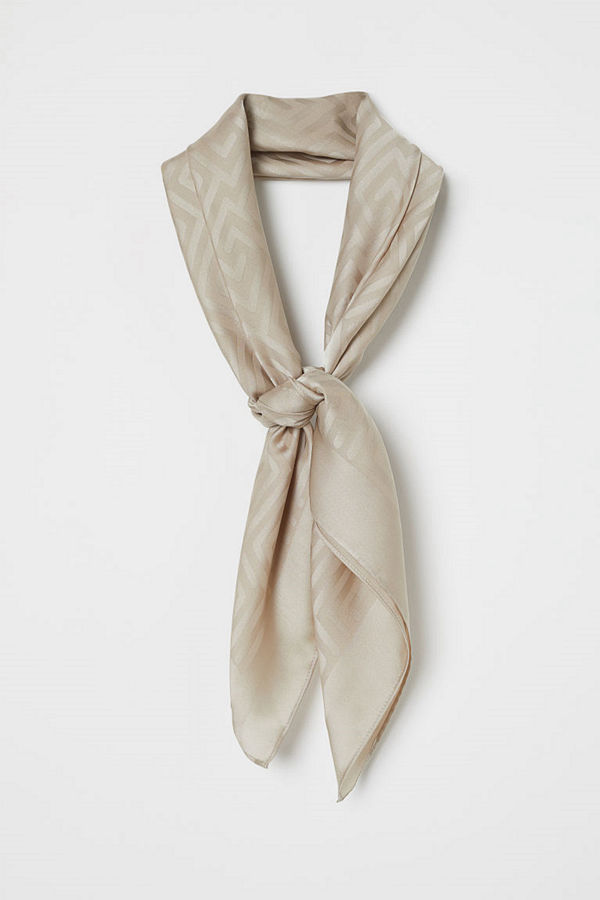 H&M Jaqcuardvävd satinscarf brun