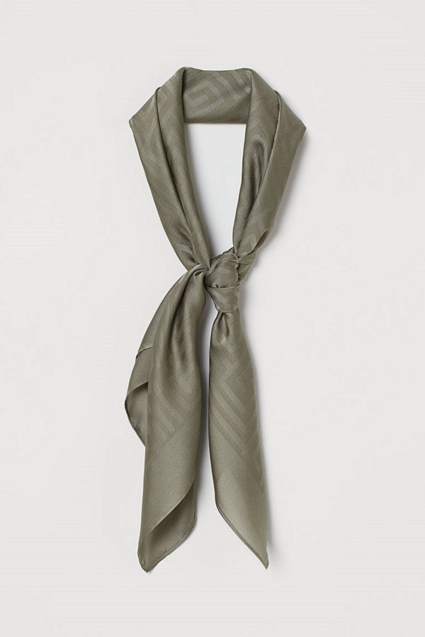 H&M Jaqcuardvävd satinscarf grön