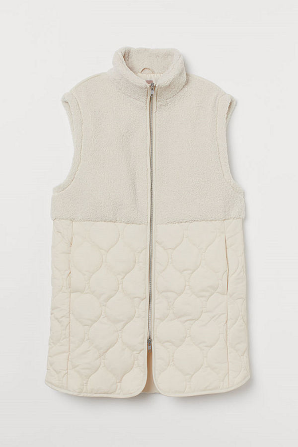 H&M H & M+ Quiltad pileväst beige