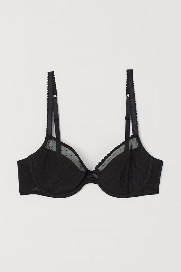 H&M Vadderad bygel-bh i mesh svart