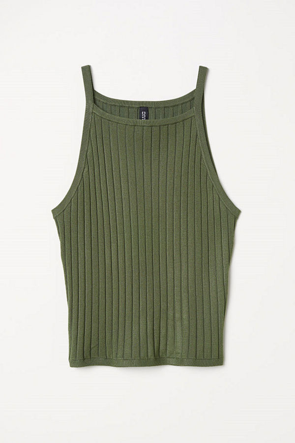 H&M Ribbstickat linne grön