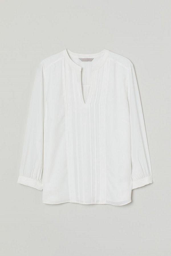 H&M Blus med stråveck vit