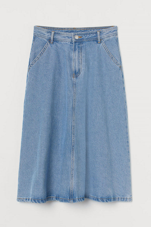 H&M Knälång jeanskjol blå