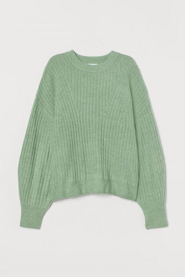 H&M Ribbstickad tröja grön