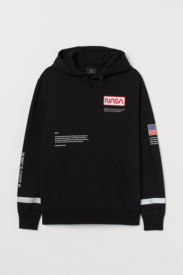 H&M Reflekterande huvtröja svart